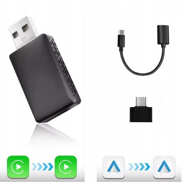 Adapter CarPlay Android Auto BEZPRZEWODOWY WiFi Bluetooth USB USB-C zdjęcie 2