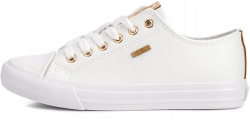 BIG STAR DAMSKIE BIAŁE TRAMPKI ZE ZŁOTYM TEKSTYLNE KLASYCZNE EKOSKÓRA r. 39 na Arena.pl