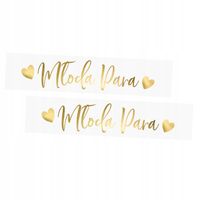 TABLICA ŚLUBNA NA SAMOCHÓD MŁODA PARA WESELE ZŁOTA REJESTRACJA DO AUTA 2x