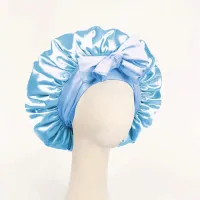 Sky Blue satynowa czapka regulowana maska do spania dla kobiet i mężczyzn