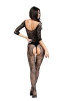 bodystocking siateczkowy kwiatowy czarny s/l softline