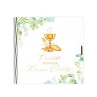 PUDEŁKO ALBUM KSIĄŻECZKA I KOMUNIA KW DG 17 KARTKI Z KOTKIEM