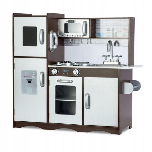 KUCHNIA DREWNIANA DLA DZIECI RETRO KUCHENKA DUŻA ŚWIATŁO LED + TABLICA na Arena.pl