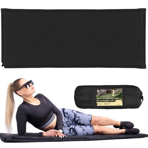 Mata samopompująca 180 cm mata turystyczna biwakowa z pokrowcem czarna na Arena.pl