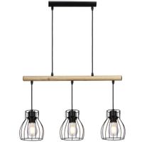 Loftowa lampa wisząca BERNITA 33-78087 druciany na belce czarny drewno