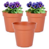 3x Doniczka Ogrodowa Plastikowa Brązowa na Rośliny Kwiatki Zioła 13x12 cm