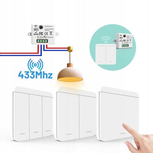 BEZPRZEWODOWY WŁĄCZNIK ŚWIATŁA Z 2 ODBIORNIKIEM RF 433 MHZ 10 A na Arena.pl