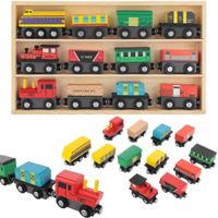 LT326 DREWNIANA KOLEJKA POCIĄG NA MAGNES LOKOMOTYWA