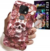 ETUI DO MOTOROLA MOTO E7 PLUS - KOBIECE, MODNE WZORY, CZASZKA W RÓŻE