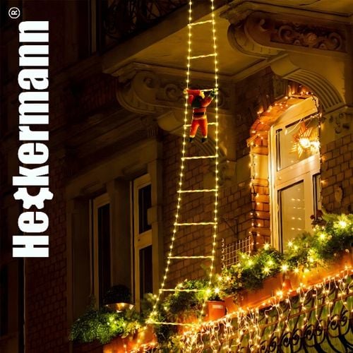 ŚWIĄTECZNA DEKORACJA LED MIKOŁAJ WSPINAJĄCY SIĘ PO DRABINIE ŚWIECĄCY 230cm na Arena.pl