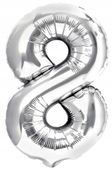 Balon Foliowy Na Urodziny Przyjęcie Bal Cyfra 8 Wielki Srebrny 80cm Party