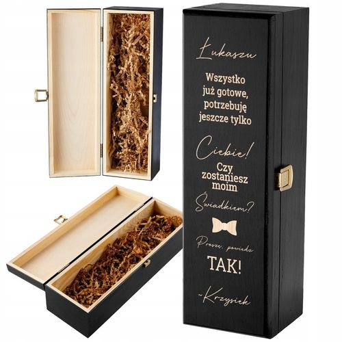 PROŚBA O ŚWIADKOWANIE SKRZYNKA NA WINO Z GRAWEREM PREZENT DLA ŚWIADKA IMIĘ na Arena.pl