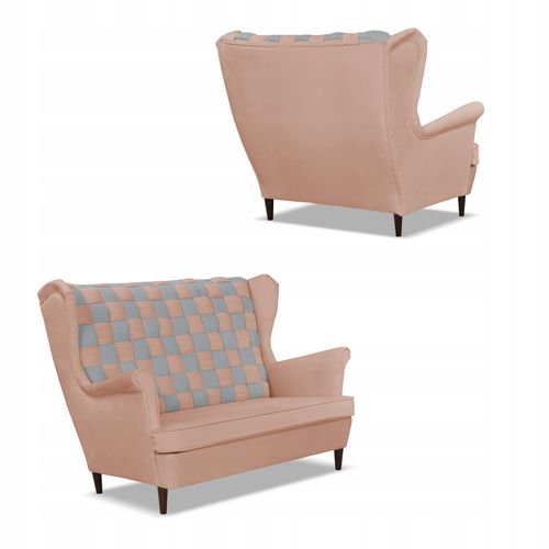Zestaw uszak CAROL DUO sofa fotele Family Meble różowo - szary na Arena.pl