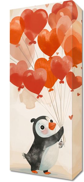 Obraz 20x50cm Pingwinek z Balonami zdjęcie 1