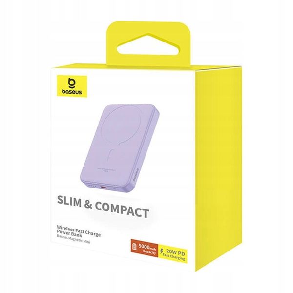 Magnetyczny mini powerbank Baseus 5000mAh 20W (fioletowy) zdjęcie 8