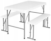 ZESTAW OGRODOWY CATERINGOWY SKŁADANY ROZKŁADANY TURYSTYCZNY STÓŁ 2 ŁAWKI