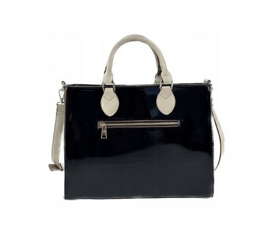 CZARNA LAKIEROWANA TOREBKA Z LOGO CLX BY CHRISTIAN LACROIX 28 X35 CM na Arena.pl