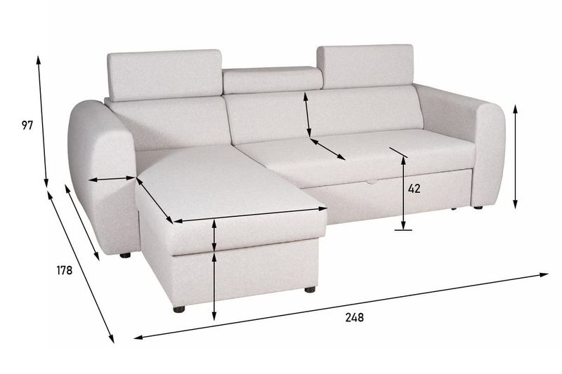 Narożnik Monako z regulowanymi zagłowkami zdjęcie 5