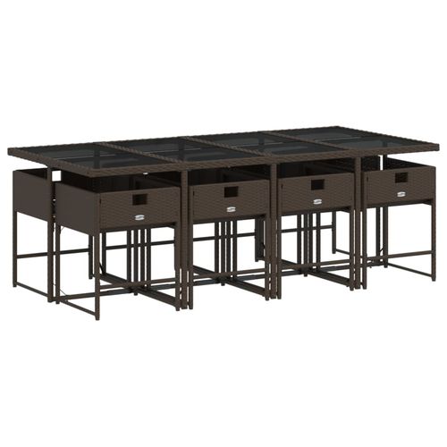 9-cz. zestaw mebli ogrodowych z poduszkami, brązowy, rattan PE na Arena.pl