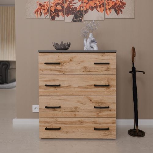 SZAFKA NA BUTY REGAŁ SZARY DĄB WOTAN 71CM 4 PÓŁKI STOJAK BEZ SIEDZISKA na Arena.pl