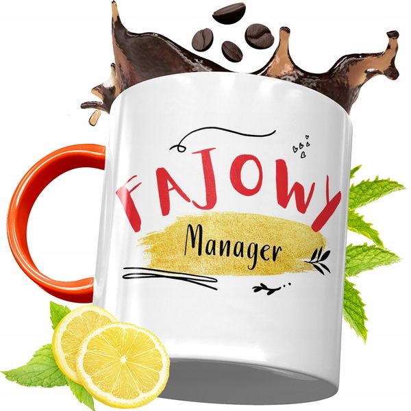 Kubek Pomarańczowy Dla Managera Prezent Z Nadrukiem Ze Zdjęciem zdjęcie 1