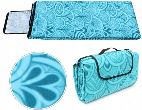 Koc Piknikowy z Uchwytem Izolacja Folia Termiczna Plażowy Mata 200x200cm na Arena.pl