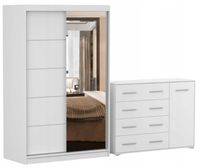 Zestaw NEOMI 05 Szafa 120 Komoda FRIDA 02 135 półki BIAŁY PRODUCENT