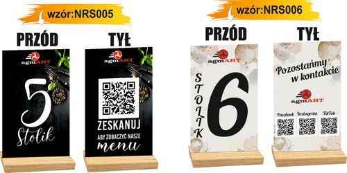 NUMER STOLIKA RESTAURACJA KOD QR LOGO z nadrukiem dużo wzorów na Arena.pl