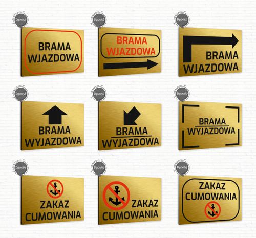 Tabliczka znak informacyjny 40x30 Złota ZAKAZ JAZDY Aluminiowa NADRUK UV na Arena.pl