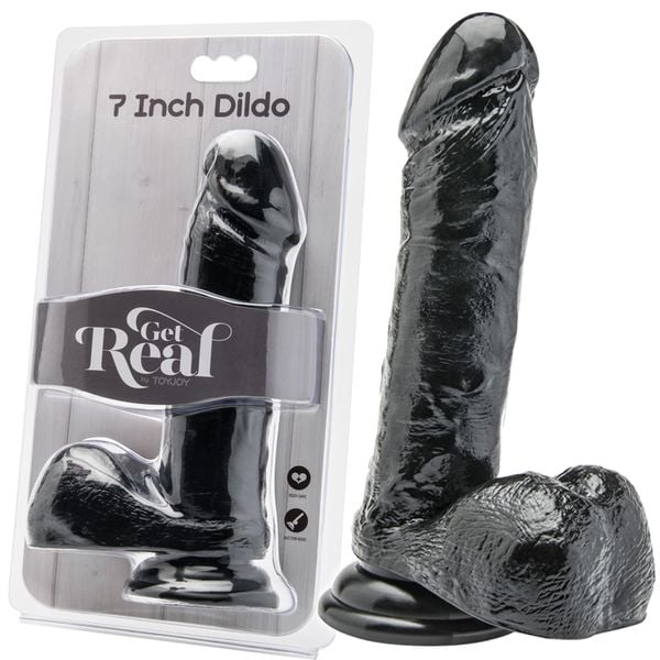 Czarne Dildo Z Jądrami Get Real Black 7'' zdjęcie 2