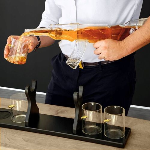 Zestaw do Whisky Karafka Karabin 4 Szklanki Grawer Prezent Urodziny Święta na Arena.pl