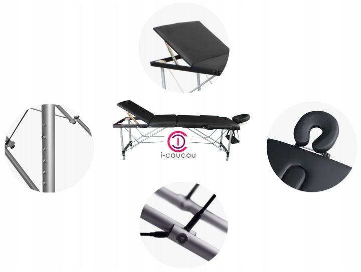 Łóżko Stół Masażu Składany Przenośny Aluminiowy 3 Segmentowy Leżanka zdjęcie 14