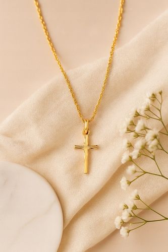 Złoty Łańcuszek Krzyżyk 585 Chrzest Komunia Grawer na Arena.pl