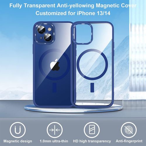 Etui iPhone 13 14 6.1" Niebieskie przezroczyste MagSafe na Arena.pl