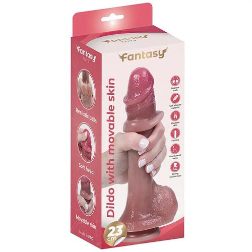 Silicone Dildo With Foreskin And Realistic Testicles 23 Cm na Arena.pl