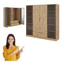 SZAFA GARDEROBA LIVIA 4DRD OTWIERANA DĄB ARTISAN DUŻA SZUFLADY 200CM DRĄŻEK