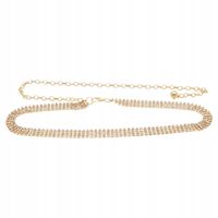 Pasek damski dżetowy cyrkonie kolor złoty 115cm