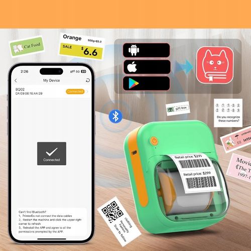 Mini drukarka termiczna etykiet samoprzylepnych aplikacja Bluetooth B3 na Arena.pl