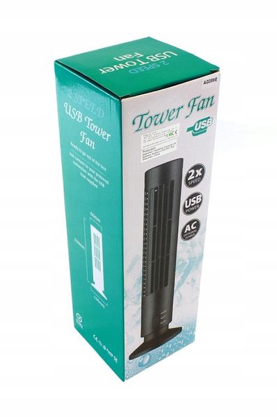 WENTYLATOR KOLUMNOWY BIURKOWY STOJĄCY OSCYLACJA KLIMA USB 3W CZARNY zdjęcie 2