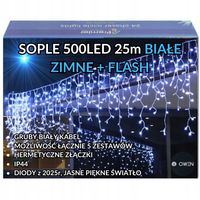 SOPLE 500 LED KURTYNA LAMPKI ZEWNĘTRZNE IP44 FLASH Białe ZIMNE 25M GRUBE