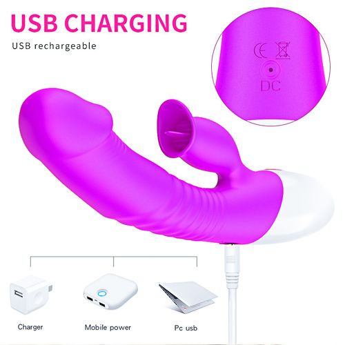 wibrator silicon, vibrator 7 function and heating mode, purple na Arena.pl