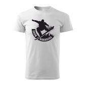 Koszulka ze snowboardem Snowboard męska biała REGULAR XXL