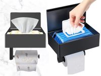 UCHWYT WIESZAK NA PAPIER TOALETOWY POJEMNIK Z PÓŁKĄ NA TELEFON LOFT WC STAL