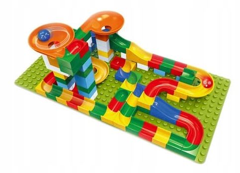 Tor kulkowy labirynt dla kulek kulodrom marble run klocki 108 el na Arena.pl