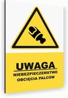 Tabliczka znak informacyjny 30x20 Biała RYZYKO UTRATY PALCÓW Nierdzewna