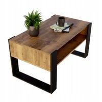 Stolik kawowy ława KARO 92 cm z półką Dąb Lancelot/Czarny loft 92x53,6x45