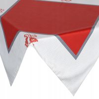 Obrus świąteczny na stół NOEL/03 85x85 dzwonki glamour czerwony biały