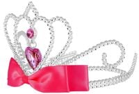 Diadem z ciemnoróżowymi klejnotami i kokardą srebrny