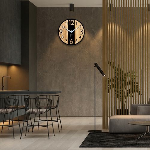 Zegar ścienny drewniany Dębowy LINCOLN - 33 cm cichy, zegar do salonu na Arena.pl