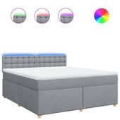 Łóżko kontynentalne z materacem, jasnoszare, tkanina, 180x200cm